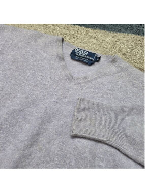 Polo Ralph Lauren 100% Cashmere Sweater Gray Knit Size L Soft Luxury